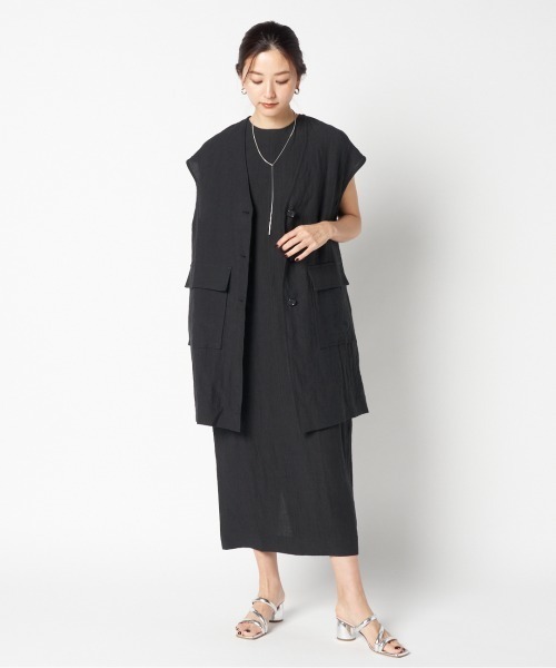 セール】DUNGAREES LINEN LONG DRESS（ワンピース）｜HELIOPOLE