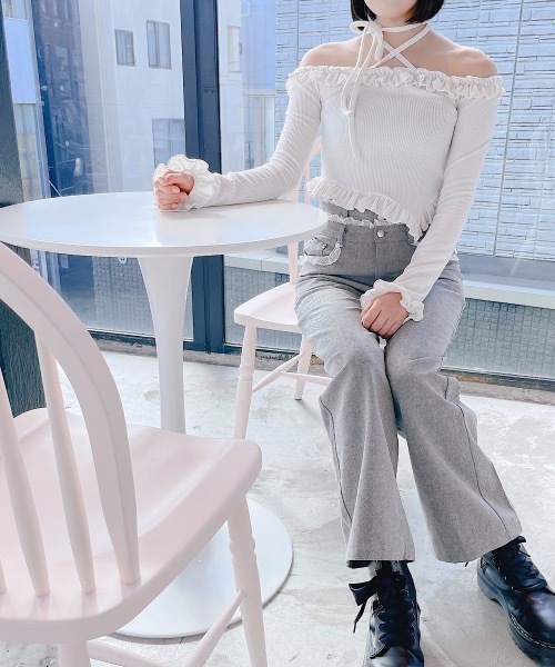 lilLilly（リルリリー）の「ダブルベルトレースデニムパンツ（デニムパンツ・レディース・グレー/ブルー・SMALL/MEDIUM）」の6枚目の写真