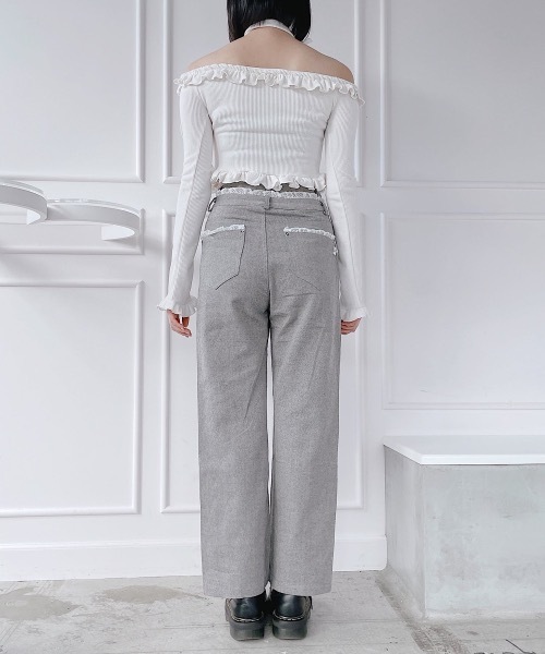 lilLilly（リルリリー）の「ダブルベルトレースデニムパンツ（デニムパンツ・レディース・グレー/ブルー・SMALL/MEDIUM）」の7枚目の写真