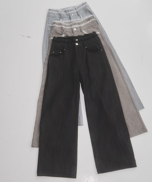 lilLilly（リルリリー）の「ダブルベルトレースデニムパンツ（デニムパンツ・レディース・グレー/ブルー・SMALL/MEDIUM）」の14枚目の写真