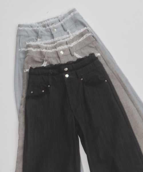 lilLilly（リルリリー）の「ダブルベルトレースデニムパンツ（デニムパンツ・レディース・グレー/ブルー・SMALL/MEDIUM）」の15枚目の写真