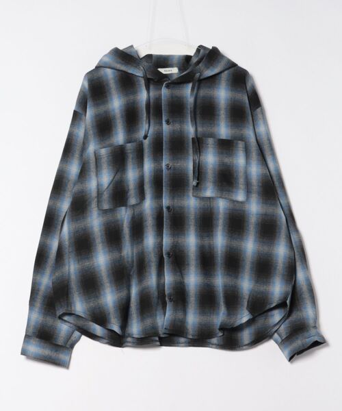 【Chikashitsu +】tartan check hooded shirt Chikashitsu +】tartan check hooded shirt / 【チカシツプラス