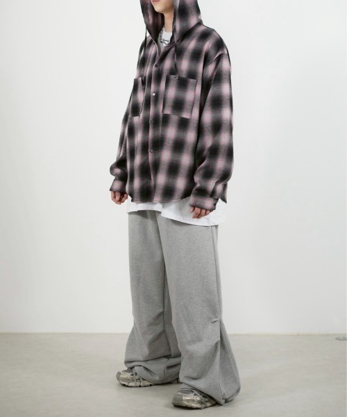 Chikashitsu +(チカシツプラス)の「【Chikashitsu +】tartan check hooded shirt / 【チカシツプラス】タータンチェックフード付き長袖シャツ(シャツ/ブラウス・メンズ・ブラック×ブルー/ブラック×ピンク/ブラック×グレー・ONE SIZE)」の20枚目の写真