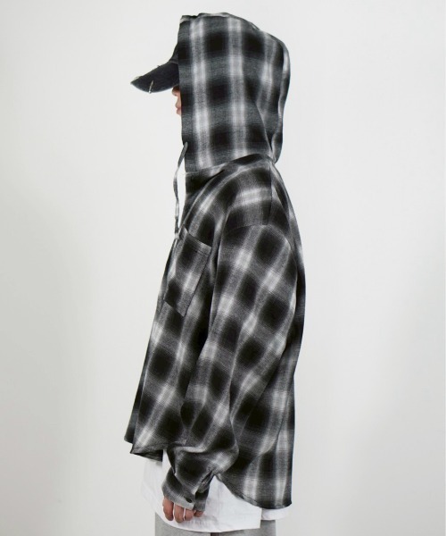 【Chikashitsu +】tartan check hooded shirt Chikashitsu +】tartan check hooded shirt / 【チカシツプラス