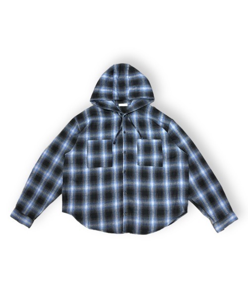 【Chikashitsu +】tartan check hooded shirt Chikashitsu +】tartan check hooded shirt / 【チカシツプラス