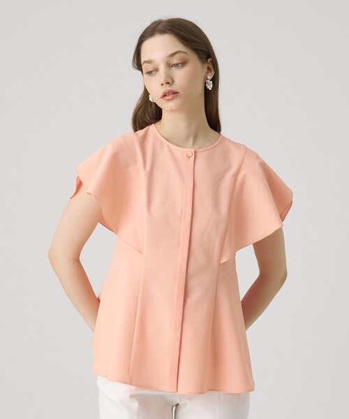 ANAYI（アナイ）の「【セットアップ対応商品】サッカーストレッチペタルスリーブ ブラウス（シャツ/ブラウス・レディース・ネイビー/ベージュ系その他/コーラル/トップグレー・38/36）」の4枚目の写真