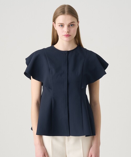 ANAYI（アナイ）の「【セットアップ対応商品】サッカーストレッチペタルスリーブ ブラウス（シャツ/ブラウス・レディース・ネイビー/ベージュ系その他/コーラル/トップグレー・38/36）」の11枚目の写真