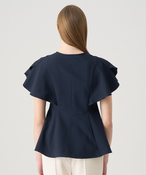 ANAYI（アナイ）の「【セットアップ対応商品】サッカーストレッチペタルスリーブ ブラウス（シャツ/ブラウス・レディース・ネイビー/ベージュ系その他/コーラル/トップグレー・38/36）」の13枚目の写真