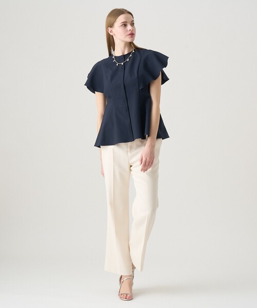 ANAYI（アナイ）の「【セットアップ対応商品】サッカーストレッチペタルスリーブ ブラウス（シャツ/ブラウス・レディース・ネイビー/ベージュ系その他/コーラル/トップグレー・38/36）」の17枚目の写真