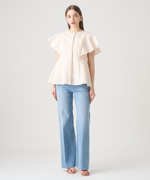 ANAYI（アナイ）の「【セットアップ対応商品】サッカーストレッチペタルスリーブ ブラウス（シャツ/ブラウス・レディース・ネイビー/ベージュ系その他/コーラル/トップグレー・38/36）」の21枚目の写真