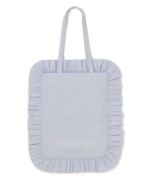 gelato pique（ジェラートピケ）の「【ONLINE限定】ストライプフリルトートバッグ（トートバッグ・レディース・オフホワイト/ブルー・FREE）」の3枚目の写真