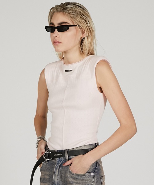 PRANK PROJECT（プランクプロジェクト）の「パターンメッシュレースボディスーツ / Pattern Mesh Lace Bodysuit（その他トップス・レディース・チャコールグレー/ピンク/ホワイト・FREE）」の14枚目の写真