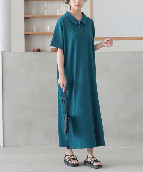 【ぽこ】バーバリーレディースワンピース セール】『ぽこぽこカットソーポロワンピース』（ワンピース