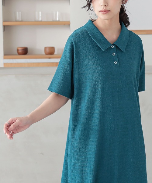 n'OrLABEL（ノアールレーベル）の「『ぽこぽこカットソーポロワンピース』（ワンピース・レディース・イエロー/ブラック/ブルーグリーン・1/2）」の11枚目の写真