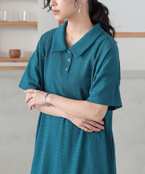 n'OrLABEL（ノアールレーベル）の「『ぽこぽこカットソーポロワンピース』（ワンピース・レディース・イエロー/ブラック/ブルーグリーン・1/2）」の10枚目の写真