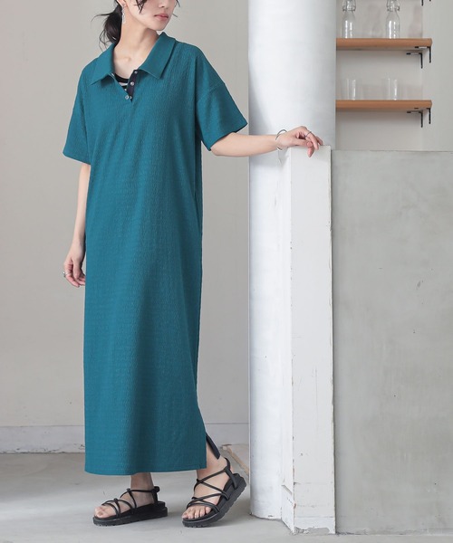 n'OrLABEL（ノアールレーベル）の「『ぽこぽこカットソーポロワンピース』（ワンピース・レディース・イエロー/ブラック/ブルーグリーン・1/2）」の14枚目の写真