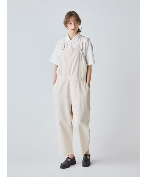MidiUmi（ミディウミ）の「MidiUmi SOIL オーバーオール（その他パンツ・レディース・アイボリー/ネイビー/インディゴブルー・FREE）」の6枚目の写真