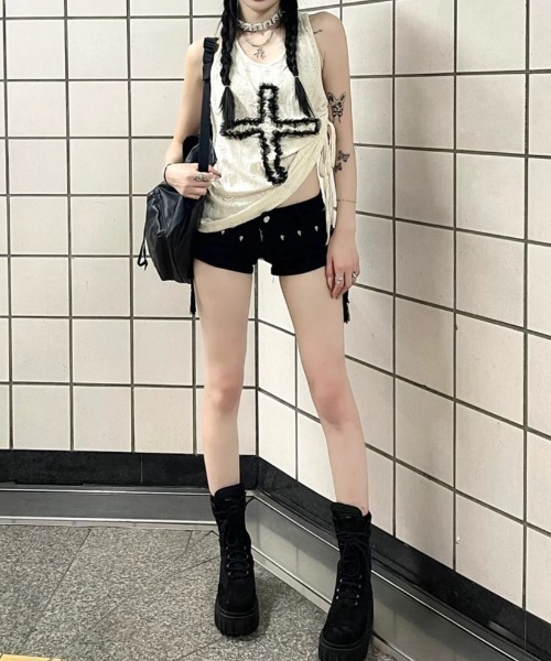 セール】十字架ノースリーブtシャツ（Tシャツ/カットソー