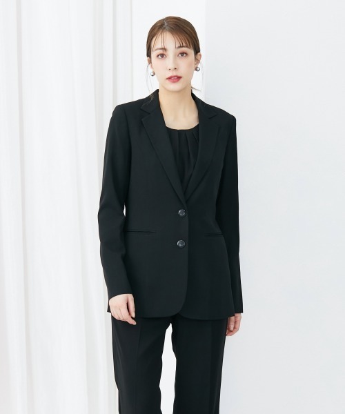slattgir（スラットジール）の「高身長　【喪服・礼服】　洗えるフォーマル３点セットパンツスーツ（ジャケット＋8分袖ブラウス＋パンツ）(防しわ）　（トールサイズ）（スーツセット・レディース・ブラック・5L/4L/3L/LL/L/M）」の3枚目の写真