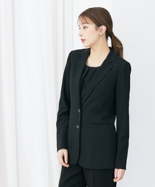 slattgir（スラットジール）の「高身長　【喪服・礼服】　洗えるフォーマル３点セットパンツスーツ（ジャケット＋8分袖ブラウス＋パンツ）(防しわ）　（トールサイズ）（スーツセット・レディース・ブラック・5L/4L/3L/LL/L/M）」の4枚目の写真