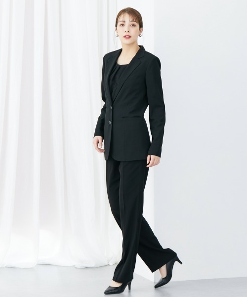 slattgir（スラットジール）の「高身長　【喪服・礼服】　洗えるフォーマル３点セットパンツスーツ（ジャケット＋8分袖ブラウス＋パンツ）(防しわ）　（トールサイズ）（スーツセット・レディース・ブラック・5L/4L/3L/LL/L/M）」の5枚目の写真