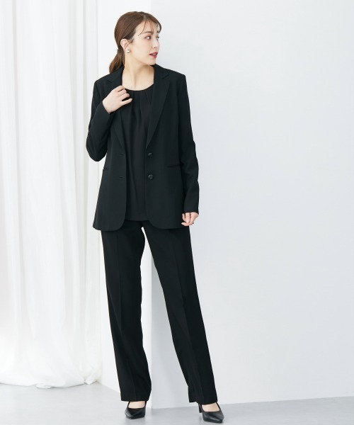 slattgir（スラットジール）の「高身長　【喪服・礼服】　洗えるフォーマル３点セットパンツスーツ（ジャケット＋8分袖ブラウス＋パンツ）(防しわ）　（トールサイズ）（スーツセット・レディース・ブラック・5L/4L/3L/LL/L/M）」の6枚目の写真