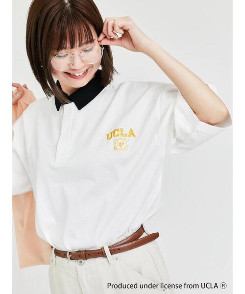 セール】【UCLA】刺繍入り半袖ラガーシャツ（Tシャツ/カットソー