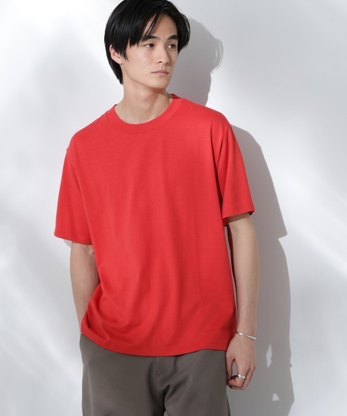 NANO universe（ナノユニバース）の「Anti Soaked(R)汗染み防止 De Light ミドルシルエットTシャツ（Tシャツ/カットソー・メンズ・ブラウン/イエロー/レッド/サックスブルー/チャコール/ブルーグリーン・S/M/L）」の6枚目の写真