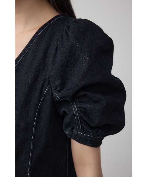 AZUL by moussy（アズールバイマウジー）の「フロントジップ半袖デニムワンピース（ワンピース・レディース・ブルー/ワンウォッシュ・SMALL/MEDIUM）」の22枚目の写真