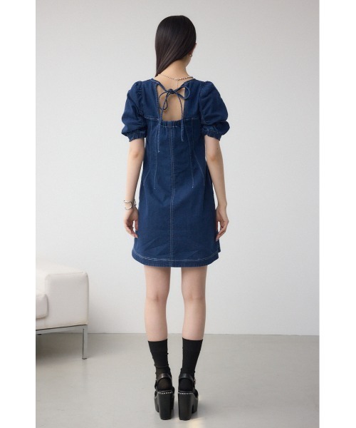 AZUL by moussy（アズールバイマウジー）の「フロントジップ半袖デニムワンピース（ワンピース・レディース・ブルー/ワンウォッシュ・SMALL/MEDIUM）」の8枚目の写真