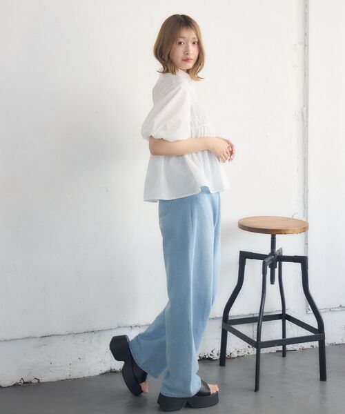 RETRO GIRL(レトロガール)の「ビスチェ風バルーンSH(シャツ/ブラウス・レディース・ホワイト系その他/オフホワイト/ブルー・FREE)」の9枚目の写真