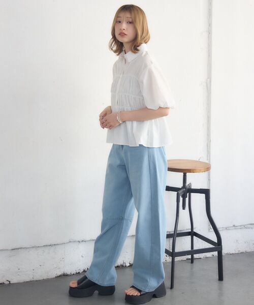 RETRO GIRL(レトロガール)の「ビスチェ風バルーンSH(シャツ/ブラウス・レディース・ホワイト系その他/オフホワイト/ブルー・FREE)」の10枚目の写真