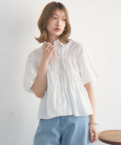 RETRO GIRL(レトロガール)の「ビスチェ風バルーンSH(シャツ/ブラウス・レディース・ホワイト系その他/オフホワイト/ブルー・FREE)」の12枚目の写真