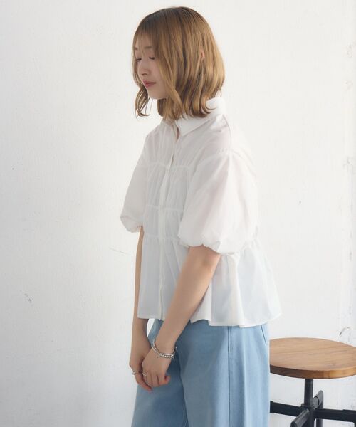 RETRO GIRL(レトロガール)の「ビスチェ風バルーンSH(シャツ/ブラウス・レディース・ホワイト系その他/オフホワイト/ブルー・FREE)」の14枚目の写真