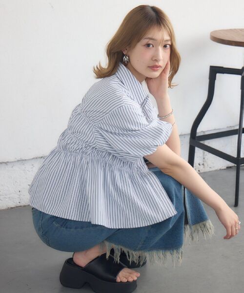 RETRO GIRL(レトロガール)の「ビスチェ風バルーンSH(シャツ/ブラウス・レディース・ホワイト系その他/オフホワイト/ブルー・FREE)」の16枚目の写真