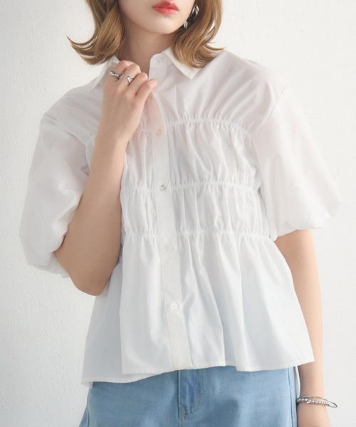 RETRO GIRL(レトロガール)の「ビスチェ風バルーンSH(シャツ/ブラウス・レディース・ホワイト系その他/オフホワイト/ブルー・FREE)」の2枚目の写真