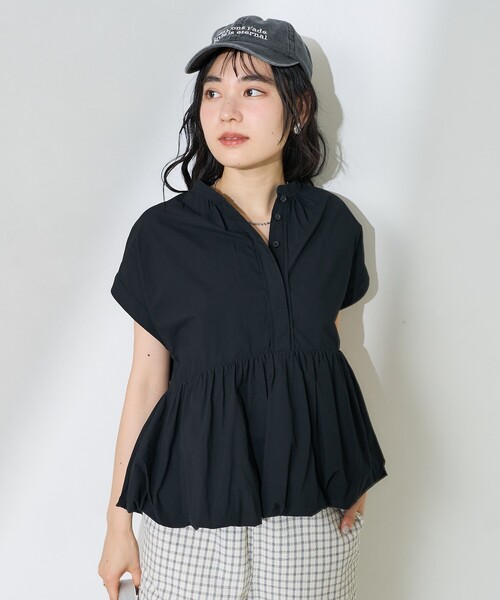 FREAK'S STORE(フリークスストア)の「裾バルーン フレンチスリーブチュニックシャツ / フリルブラウス(シャツ/ブラウス・レディース・オフホワイト/ブラック・フリ-)」の21枚目の写真