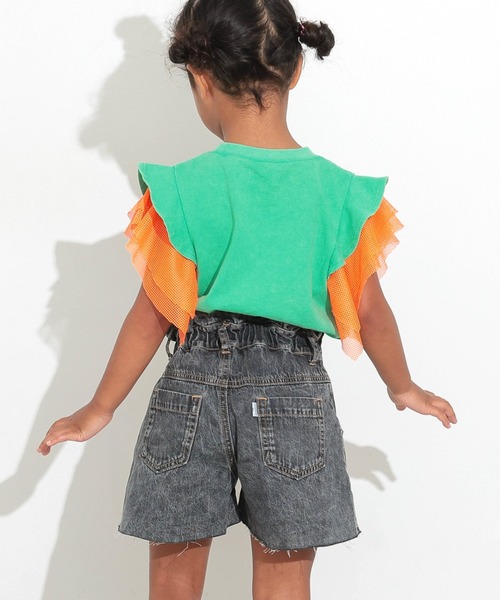 Ocean&Ground（オーシャン&グラウンド）の「ﾃﾞﾆﾑﾌﾚｱｼｮｰﾄﾊﾟﾝﾂ（デニムパンツ・キッズ・ブラック/ケミカルウォッシュ・90/100/110/120/130/140）」の6枚目の写真