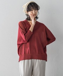 LEVITAシアーVネックドルマンニットプルオーバー≪手洗い可能≫