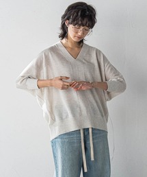 LEVITAシアーVネックドルマンニットプルオーバー≪手洗い可能≫
