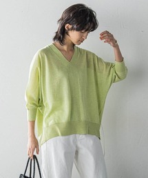 LEVITAシアーVネックドルマンニットプルオーバー≪手洗い可能≫
