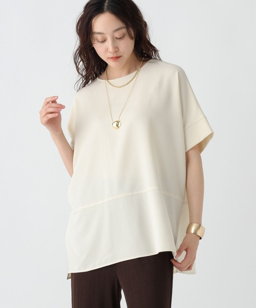 Elura（エルーラ）の「サラサラリラクシーTブラウス/321530（シャツ/ブラウス・レディース・ダークブラウン/オフホワイト/ネイビー/ブラック/ホワイト/グリーン/ブラウン・MEDIUM/LARGE）」の2枚目の写真