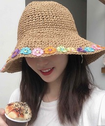 VIBGYOR | pur chouchou/お花 刺繍 麦わら ペーパーハット P4460(ハット)