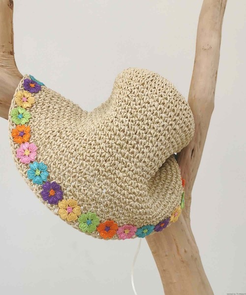 VIBGYOR（ヴィブジョー）の「pur chouchou/お花 刺繍 麦わら ペーパーハット P4460（ハット・レディース・ブラウン/ベージュ・FREE）」の8枚目の写真