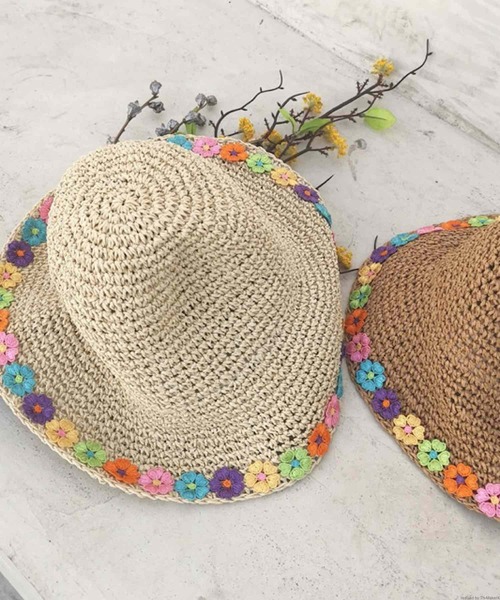 VIBGYOR（ヴィブジョー）の「pur chouchou/お花 刺繍 麦わら ペーパーハット P4460（ハット・レディース・ブラウン/ベージュ・FREE）」の9枚目の写真