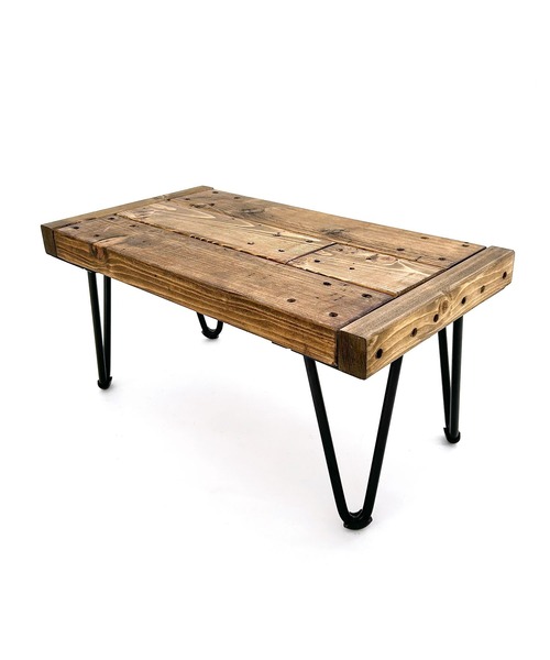 国産杉 エイジング加工を施したアイアンレッグのアンティーク風ロー