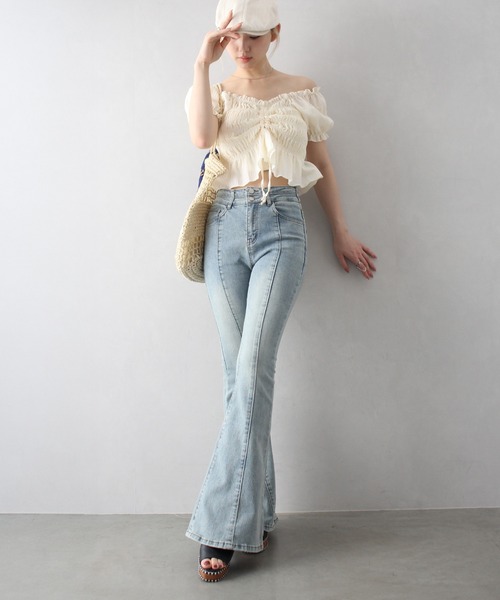 SpRay(スプレイ)の「フロントシャーリングブラウス(シャツ/ブラウス・レディース・ホワイト/ブラック/アイボリー・FREE)」の7枚目の写真