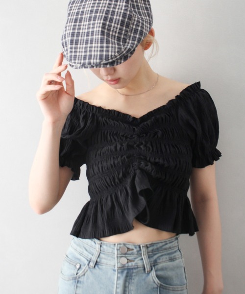 SpRay(スプレイ)の「フロントシャーリングブラウス(シャツ/ブラウス・レディース・ホワイト/ブラック/アイボリー・FREE)」の10枚目の写真