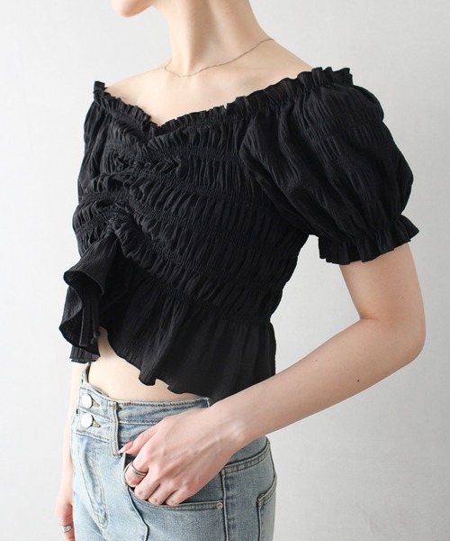 SpRay(スプレイ)の「フロントシャーリングブラウス(シャツ/ブラウス・レディース・ホワイト/ブラック/アイボリー・FREE)」の11枚目の写真