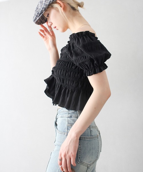 SpRay(スプレイ)の「フロントシャーリングブラウス(シャツ/ブラウス・レディース・ホワイト/ブラック/アイボリー・FREE)」の13枚目の写真